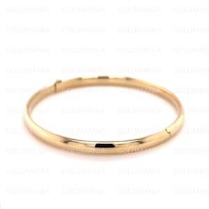 Bangle Bracelet 10K Yellow Gold, 7 Inch, 5mm Thick, Real Gold Bangle, Polished Gold Bangle, Women Gold Bracelet, Stackable image 3
