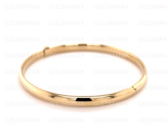 Bangle Bracelet 10K Yellow Gold, 7&quot; Inch, 5mm Thick, Real Gold Bangle, Polished Gold Bangle, Women Gold Bracelet, Stackable