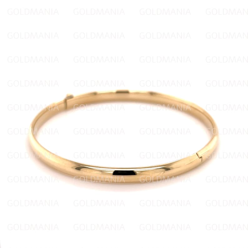 Bangle Bracelet 10K Yellow Gold, 7 Inch, 5mm Thick, Real Gold Bangle, Polished Gold Bangle, Women Gold Bracelet, Stackable image 3