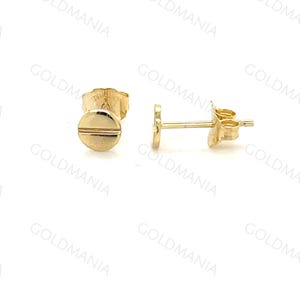 14K Solid Gold Screw Stud Earrings, Ro, und Screw Studs, 5 mmReal Gold Studs, Push Back Studs, Women