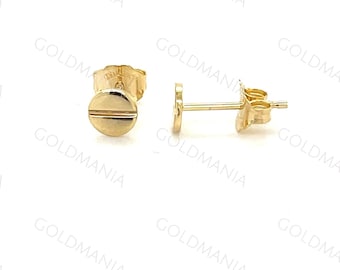 14K Solid Gold Screw Stud Earrings - 5mm Real Gold