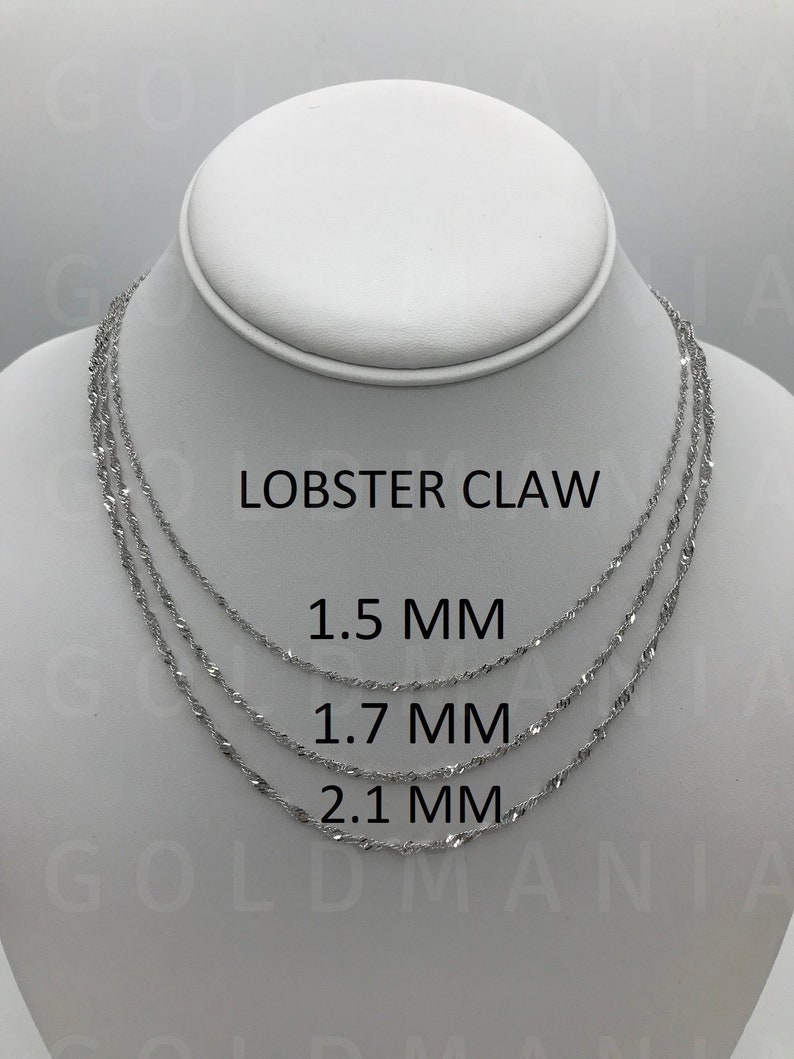 14K Solid White Gold Singapore Rope Chain Necklace 16 Etsy