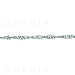 Tobillera de Singapur de oro blanco macizo de 10 quilates: cadena fina de 25 cm (10 pulgadas). imagen 4