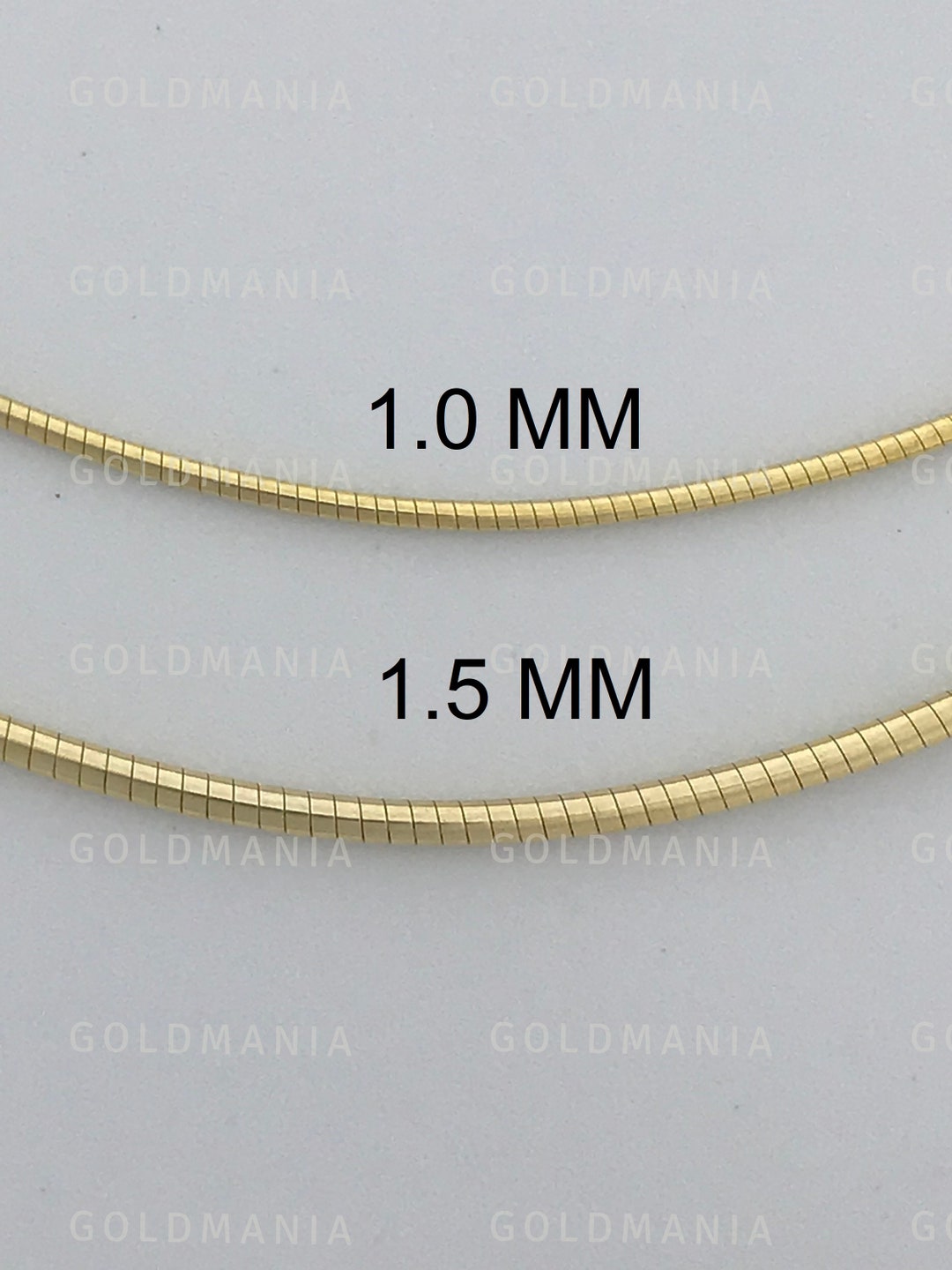 14K Solid Yellow Gold Round Omega Chain Necklace 16 Etsy