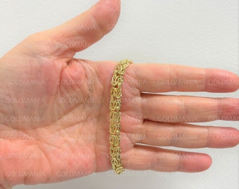 thumbnail image 2 of Goldum NYC 10K Yellow Gold Classic Byzantine Bracelet – 7.25" Or 8" – All Shiny, Lobster Lock 2 of 5
