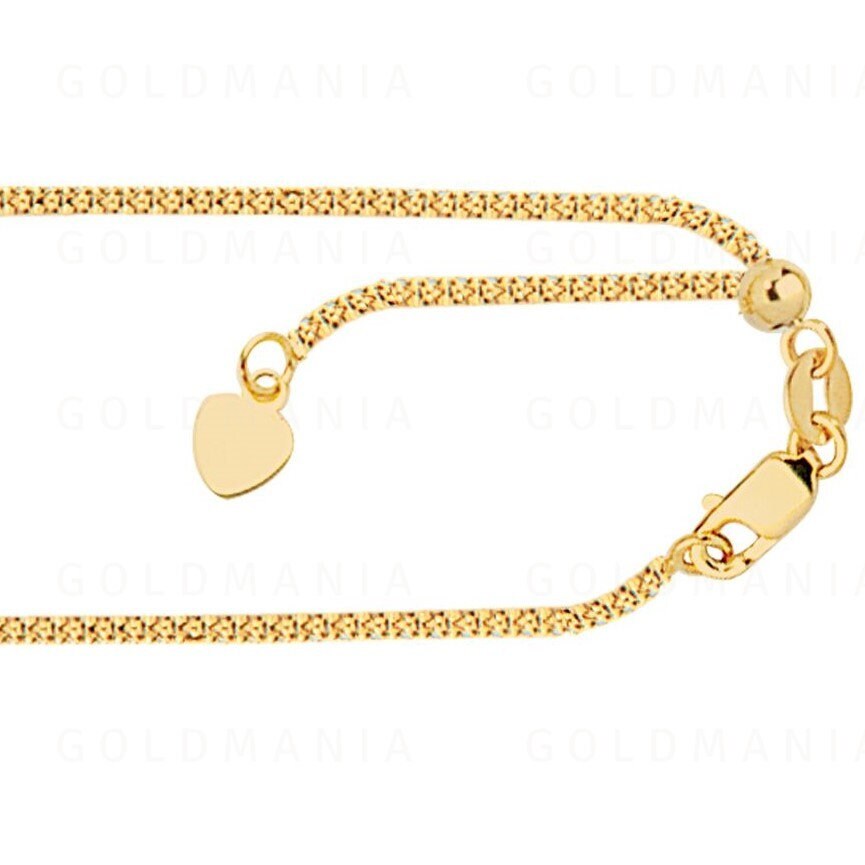 14K Solid Yellow Gold Popcorn Chain 