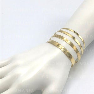 14K Solid Yellow Gold Herringbone Chain Bracelet: 3mm-6mm Thick (7"/8")