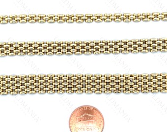 14Kイエローゴールド パンサーリンクチェーンブレスレット：長さ7