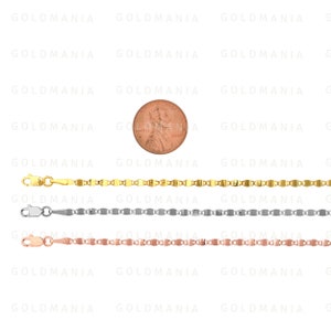 14K Solid Gold Mirror Chain Necklace: Yellow, White, Rose Gold image 10