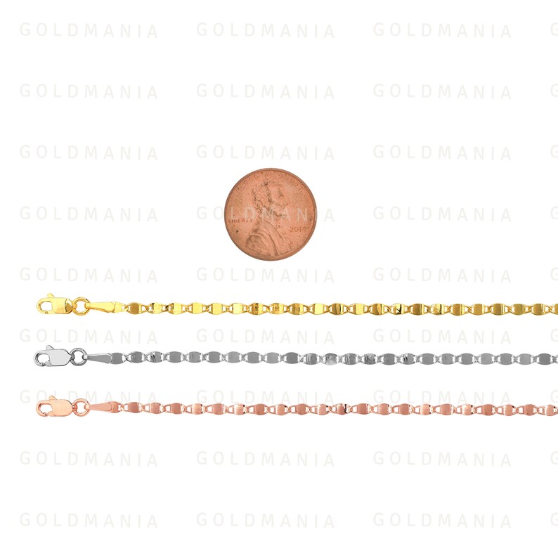 14K Solid Gold Mirror Chain Necklace: Yellow, White, Rose Gold image 10