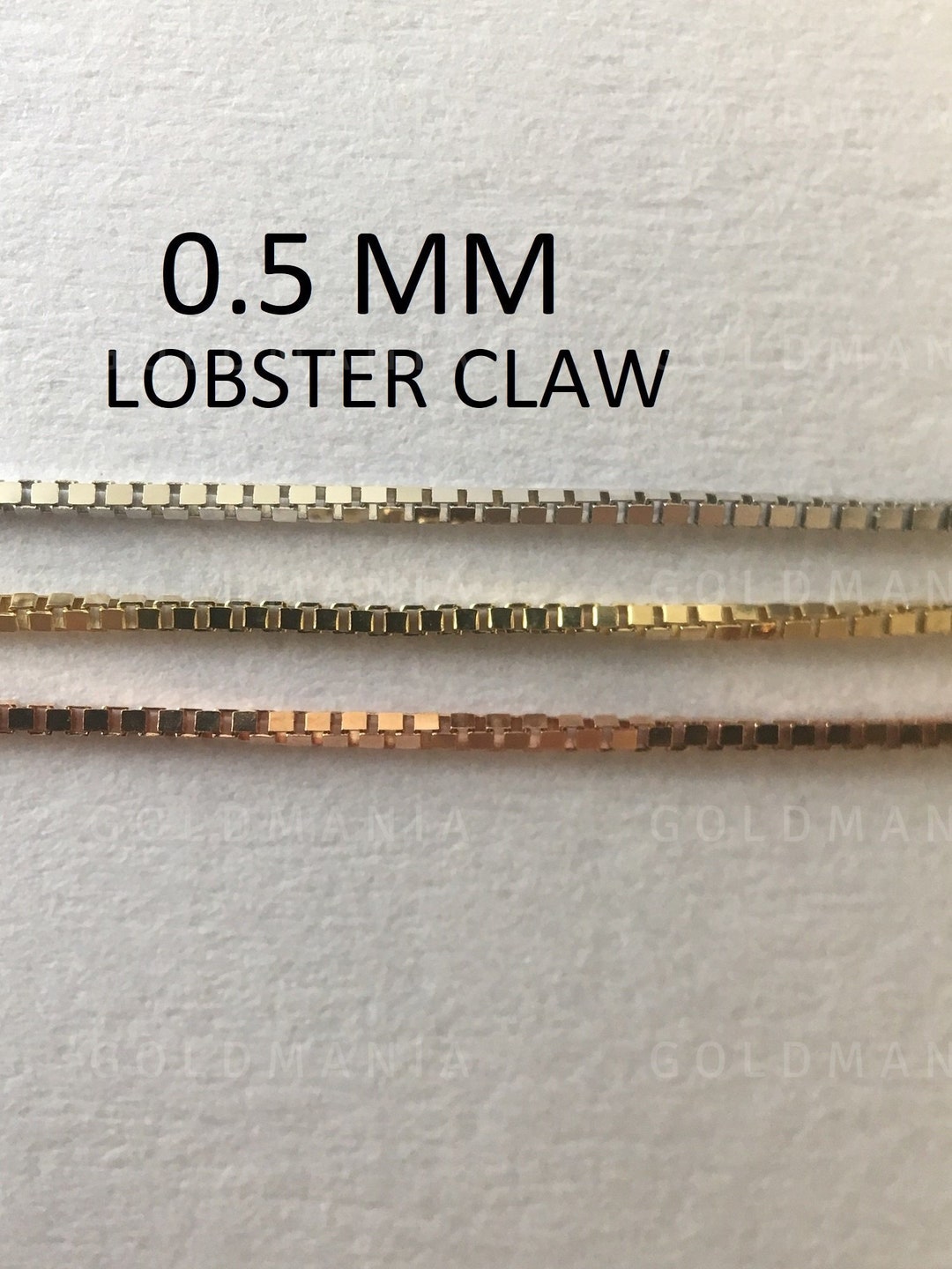 Dainty 14K Solid Gold Box Chain Necklace, 0.5mm Yellow White Rose Gold ...