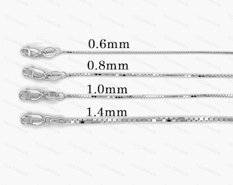 18K Solid White Gold Box Chain Necklace: Dainty Fine Jewelry