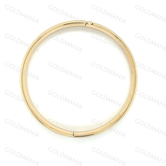 10Kイエローゴールド製フローラルバングルブレスレット - 7インチ 5mm