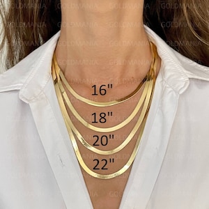 10K Solid Gold Herringbone Chain Necklace 5mm Thick, 16&quot; 18&quot; 20&quot; 24&quot;, Real Gold Herringbone, Herringbone Gold Chain, Women