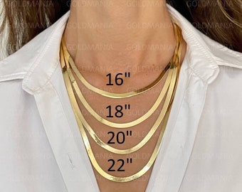 Collar de cadena de espiga de oro macizo de 10 quilates, 5 mm de grosor (16-24")