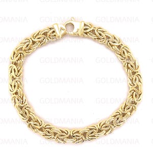 14K Yellow Gold Byzantine Chain Bracelet, 7.25&quot; Inch, 6mm Thick Gold Bracelet, Real Gold Bracelet, Women