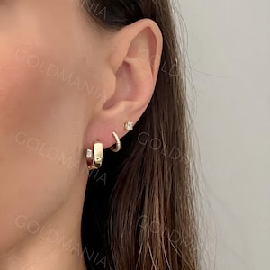 10K Gold Huggie Hoops, Real Gold Earrings, Small Gold Hoops, Huggie Hopp earrings, Women Gold Earrings, Yellow Gold Earrings, Women