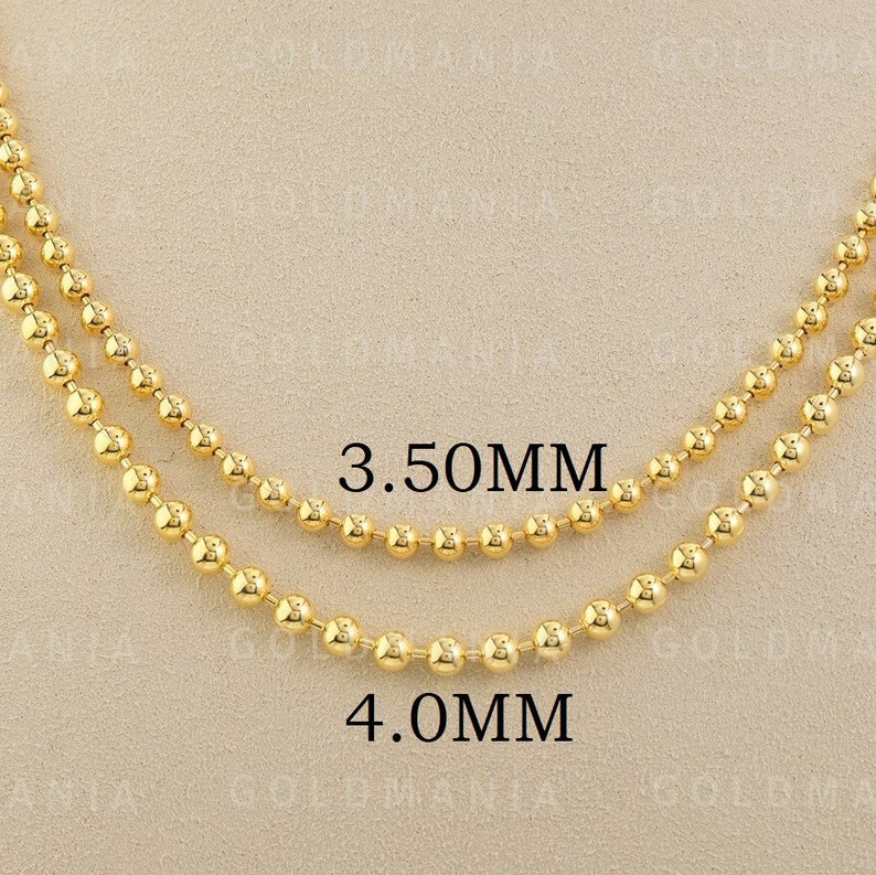 14K Solid Yellow Gold Ball Chain Necklace 18 20 Etsy