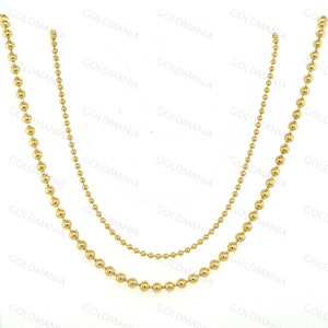 18K Solid Yellow Gold Ball Chain Necklace: 1.5mm or 2.5mm Thick image 9