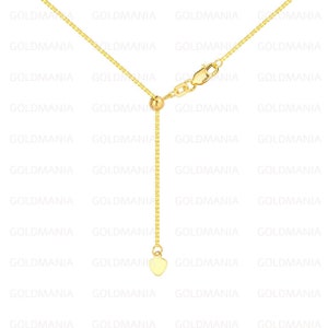 10K Solid Yellow Gold Adjustable Box Chain Necklace, Up To 22&quot; Inch, 0.7mm 0.85mm Thick, Real Gold Chain, Thin Box Chain, Women Gold Chain