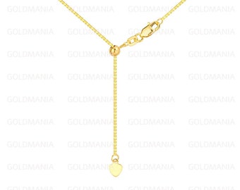 Collar con cadena ajustable de oro amarillo macizo de 10 quilates (hasta 56 cm)