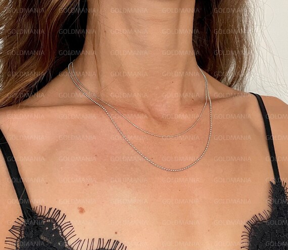 Buy 14K Solid White Gold Ball Chain Necklace 16 18 1mm 1.5mm