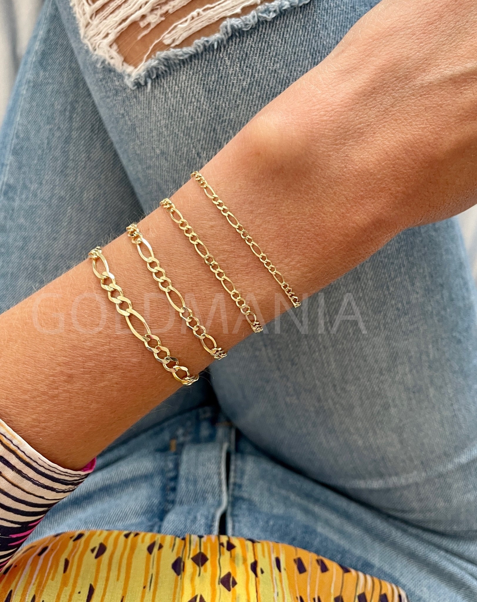10K Solid Gold Figaro Bracelet