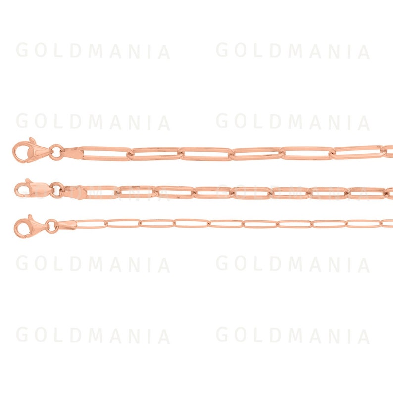 Solid 14K Rose Gold Paperclip Chain Necklace Etsy
