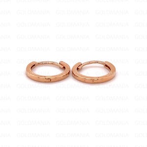 14K Rose Gold Huggie Hoops, 12mm, Real Gold Hoops, Thin Gold Hoops, Small Gold Hoops, Tiny 14K Hoops, Pink Gold Hoops, Women Men