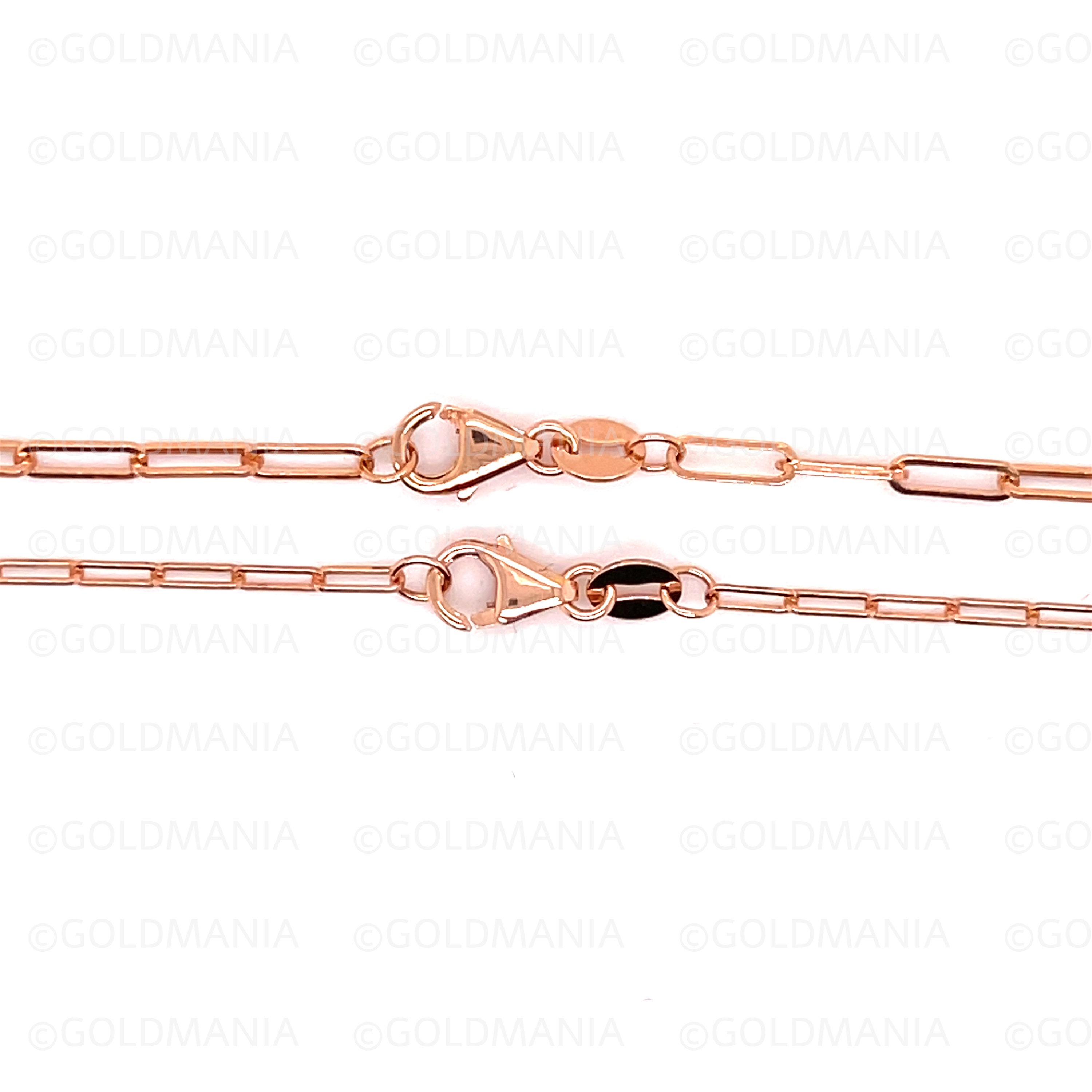 Thin 14K Solid Rose Gold Paperclip Chain Necklace 1.5mm 2.1mm Etsy