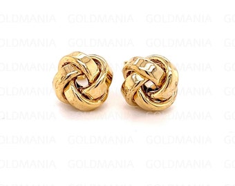 14K Yellow Gold Love Knot Stud Earring Set, 10mm Thick, Real Gold Earrings,  LoveKnots, Women