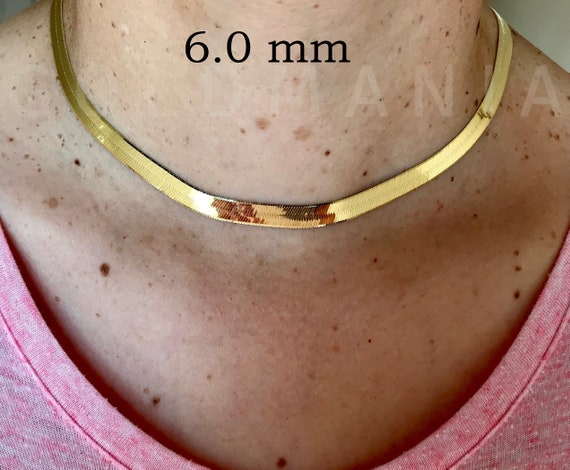 14K Solid Yellow Gold Herringbone Chain 