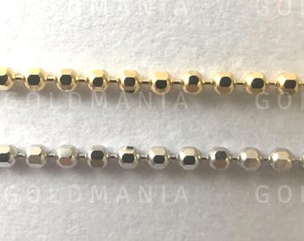 Collana a maglie sottili con taglio a diamante in oro massiccio 14 carati: oro giallo o bianco (40-50 cm)