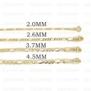 10K Solid Gold Figaro Bracelet, 7&quot; 8&quot; Inch, 2mm , 2.6mm, 3.7mm 4.5mm Thick, Real Gold Bracelet, Women Gold Bracelet, Link Chain Bracelet