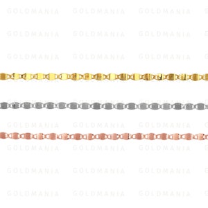 14K Solid Gold Mirror Chain Necklace: Yellow, White, Rose Gold image 2