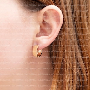 Huggie Creolen, 14K Gold Huggie Ohrringe, 14K Huggie Creolen, 16 x 6 mm, Echtgold Ohrringe, kleine Gold Creolen, Frauen Gold Ohrringe