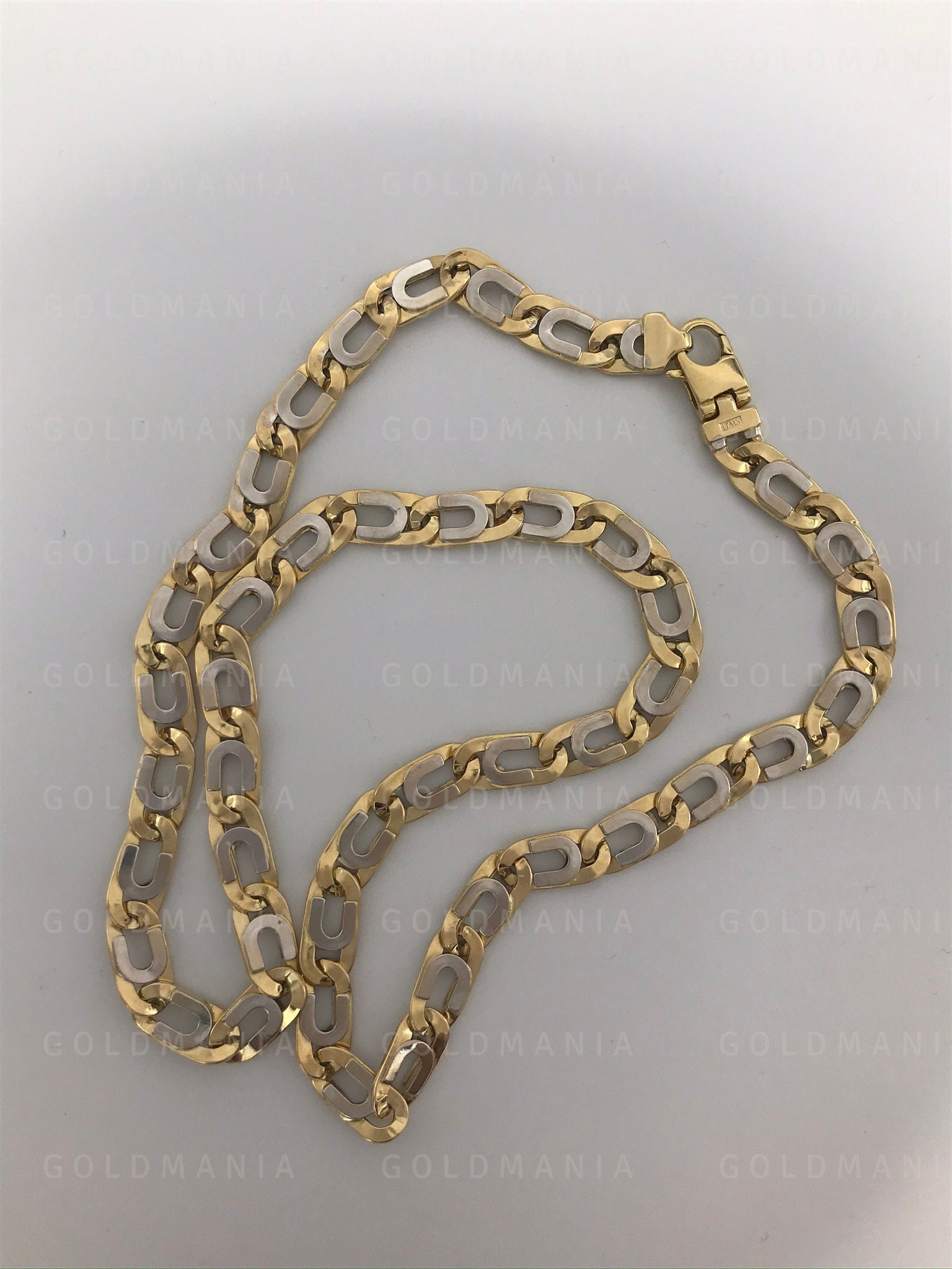 Two Tone 14K Gold HorseShoe Link Chain Necklace For Men Etsy
