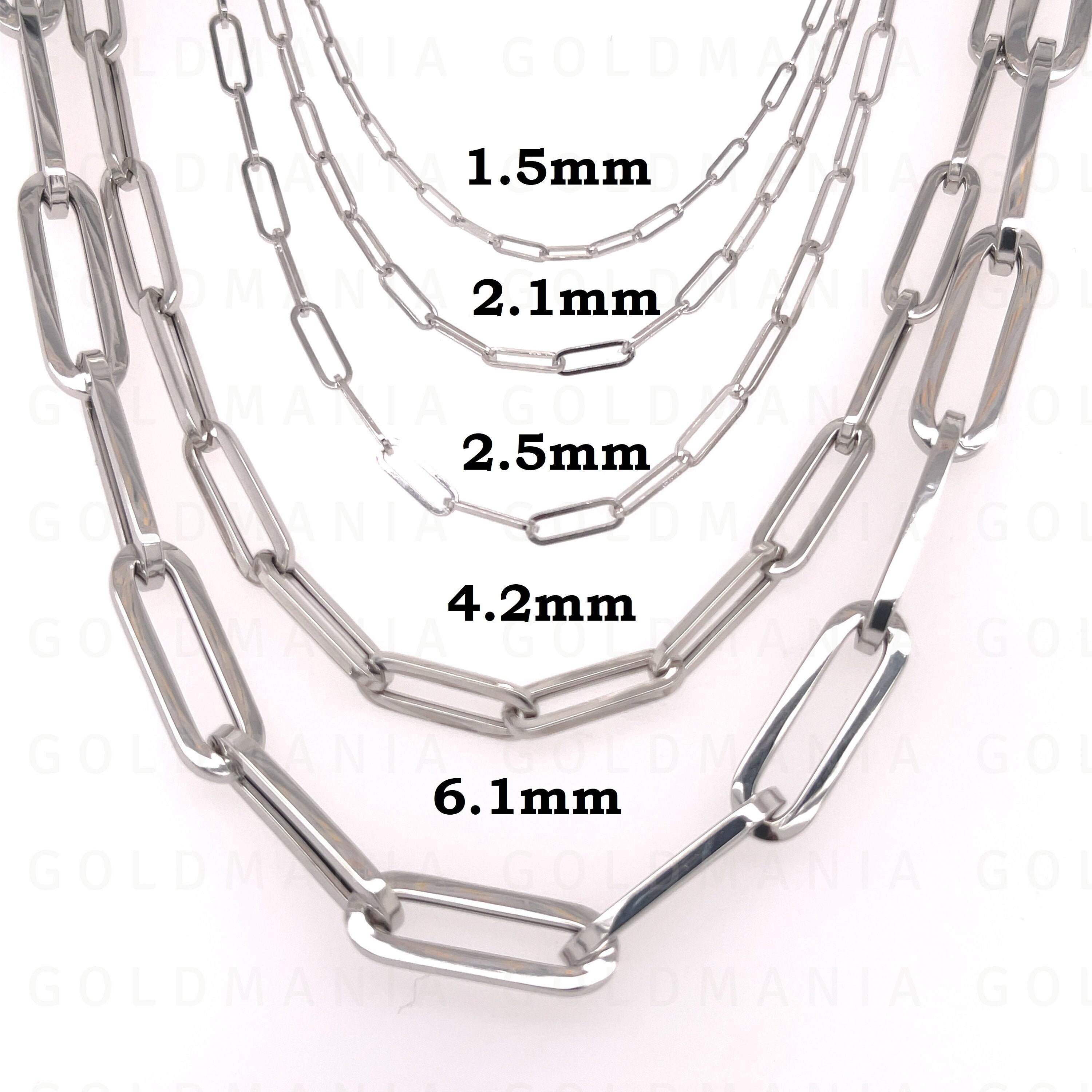 14K White Gold Paperclip Chain Necklace 16 To 24 Etsy