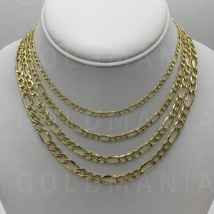 14K Gold Figaro Chain, 14K Figaro Necklace, Figaro Link Chain, Real Gold Necklace, 18&quot; 20&quot; 24&quot;, Women Gold Chain, Thick Gold Chain