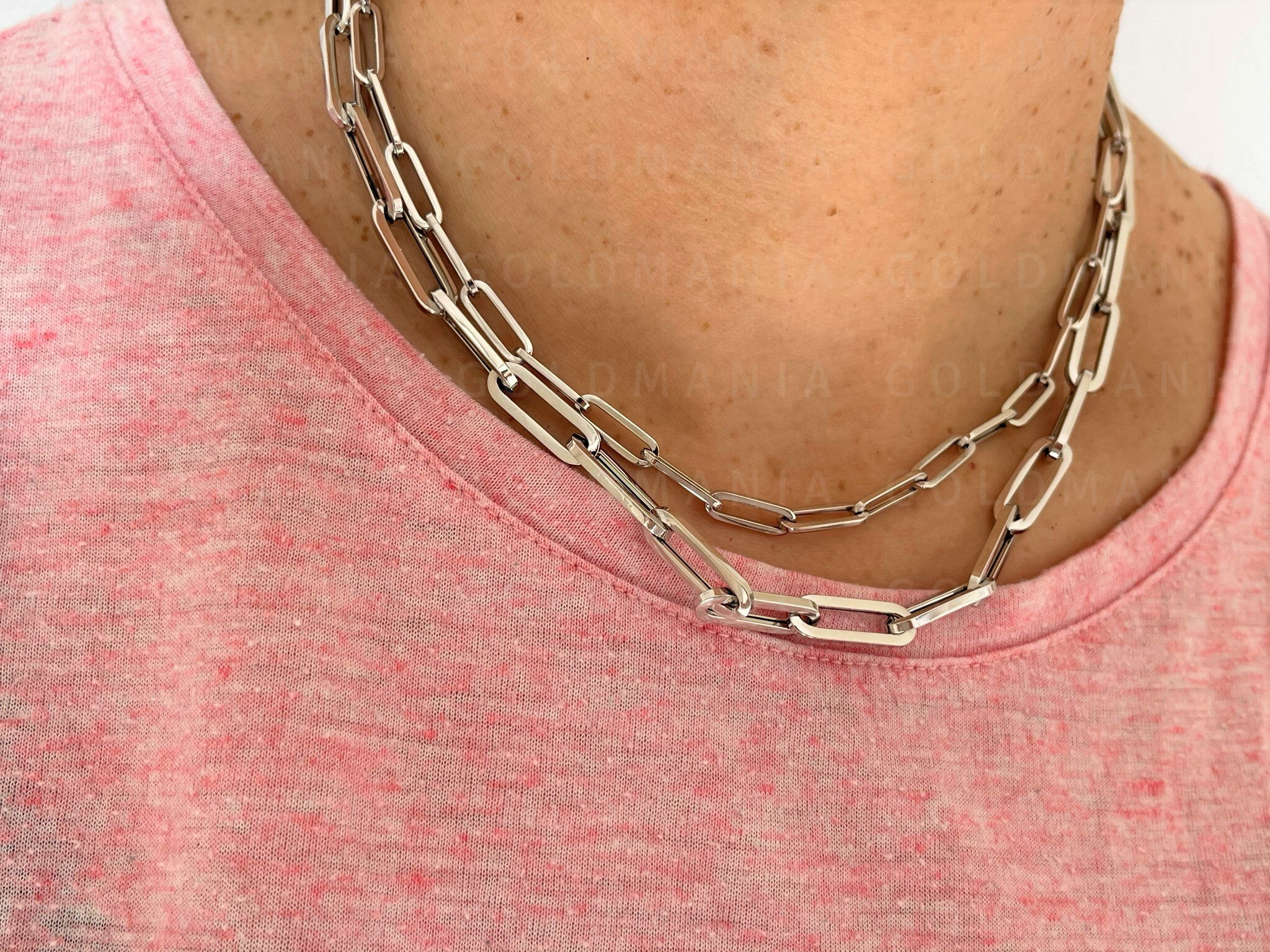 14K White Gold Paperclip Chain Necklace 1.5mm6.1mm Thick Etsy