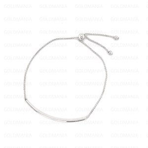 14K White Gold Bar Friendship Bracelet 9.25&quot; Adjustable, Real Gold Bracelet, Thin Bracelet, For Women