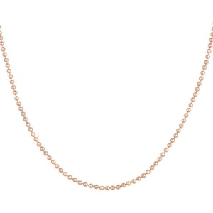 14Kソリッドローズゴールドボールチェーンネックレス、16インチ、18インチ、22インチ、24インチ、厚さ2mm、2.5mm、3mm、本物のゴールドチェーン、ビーズチェーン、レディース