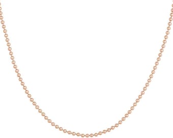 14K Solid Rose Gold Ball Chain Necklace: Women's Bead Chain