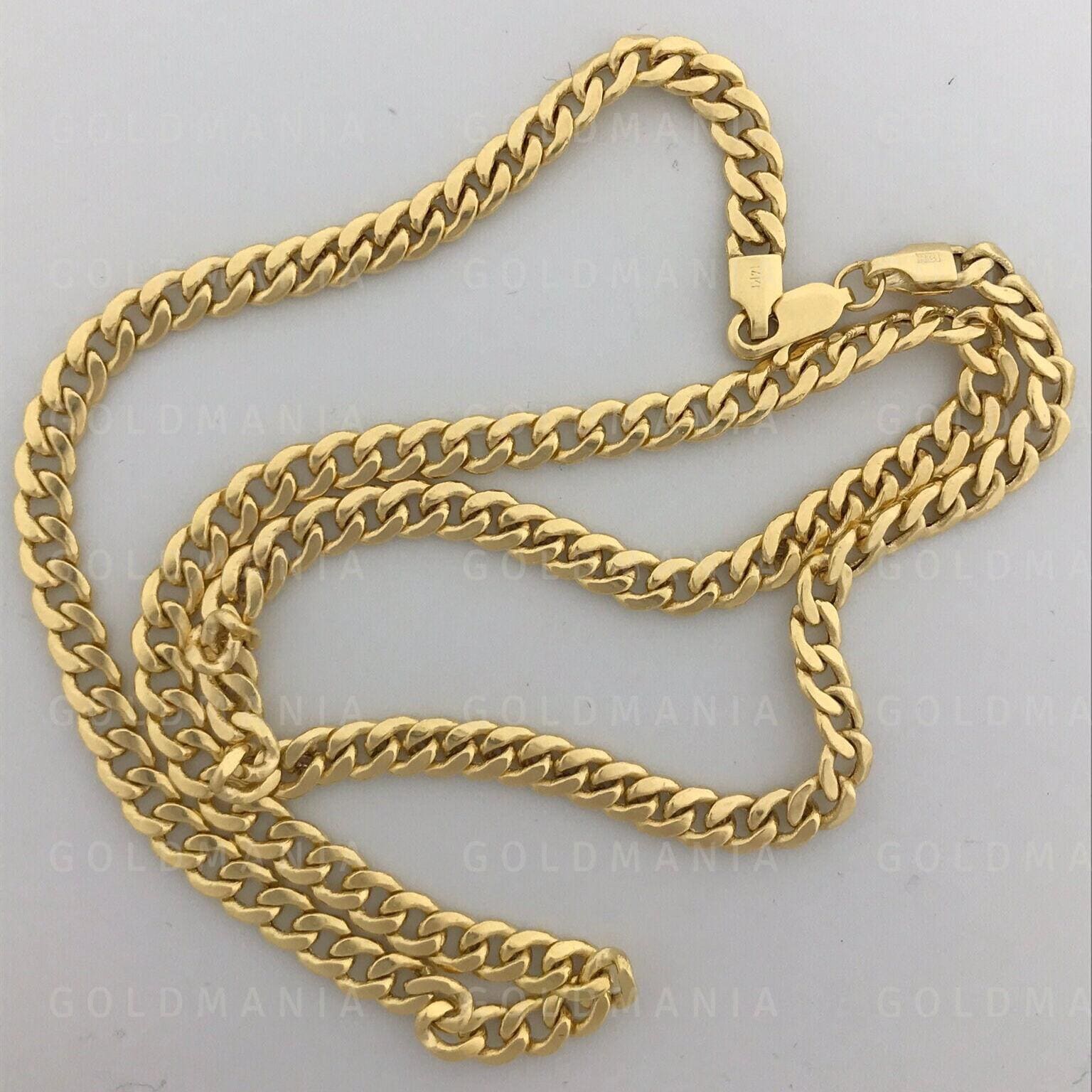 14Kゴールド マイアミ キューバンリンクチェーン：厚さ4.5mm、20～22