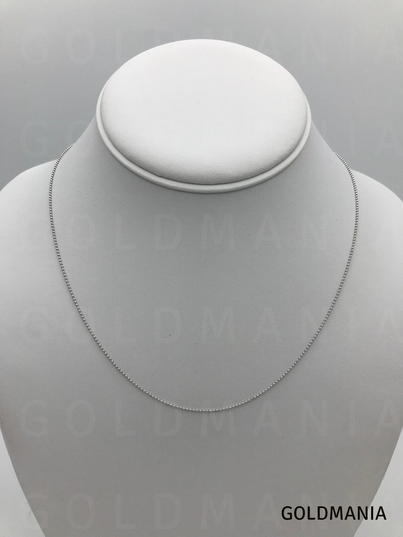 14K Solid Gold Ball Chain Necklace 16 18 1mm Etsy