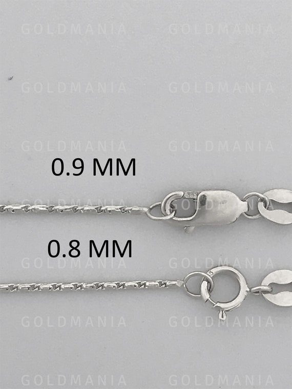 14K White Gold 0.9mm wide Diamond Cut Lumina Pendant Chain with Lobster Clasp 14K White Gold 0.9mm wide Diamond Cut Lumina Pendant Chain with Lobster Clasp