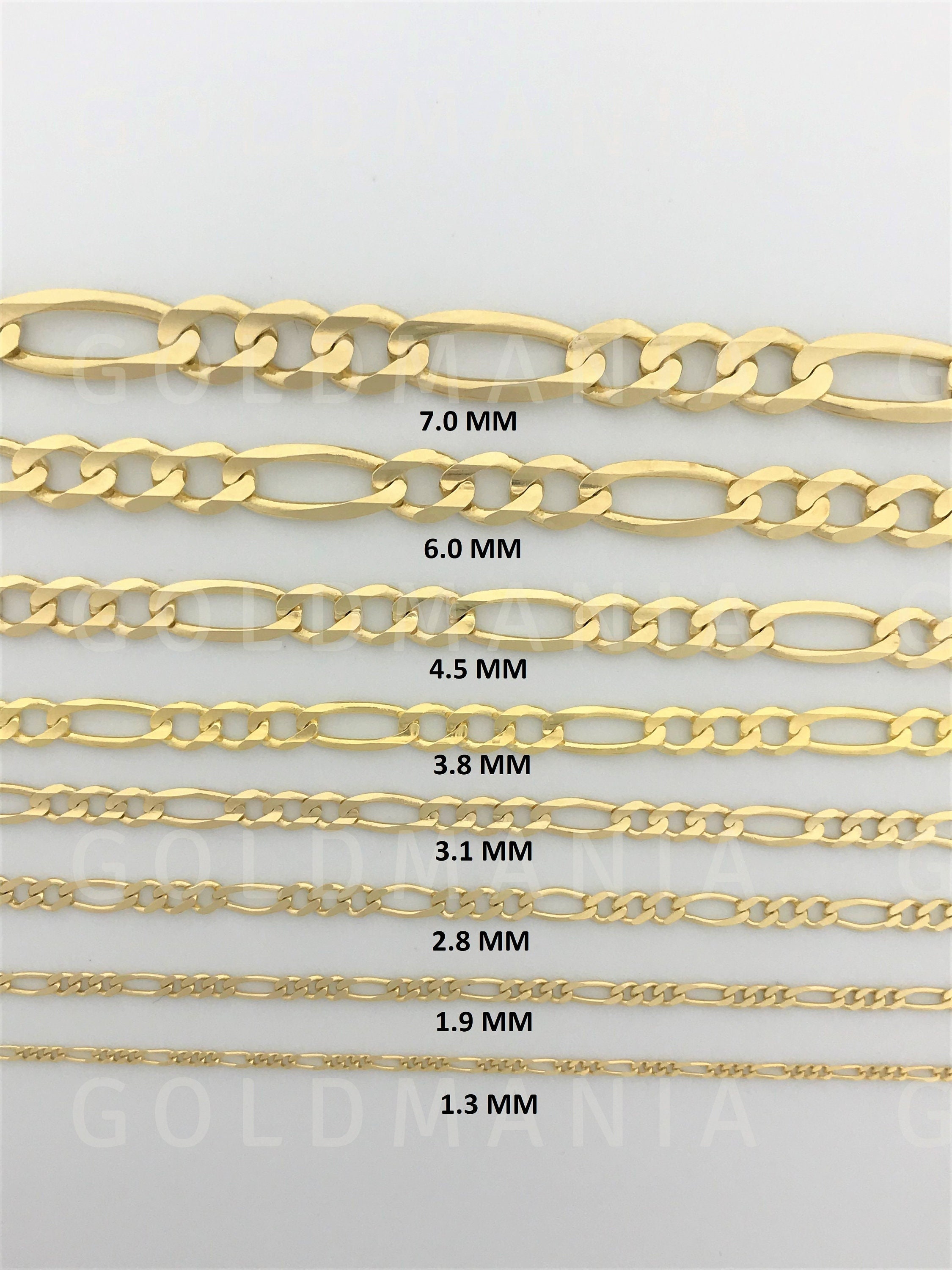 Figaro Chain Necklace 14K Solid Yellow 