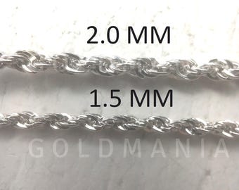 Catena Uomo Collana Oro Bianco 18 KT Maglia Coda di Topo 50 cm