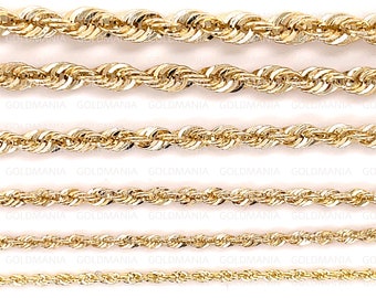 14K Yellow Gold Rope Chain Necklace 14 
