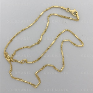 14K Solid Gold Bar Station Necklace, 1.3mm Thick, 16&quot; 18&quot; 20&quot;, Real Gold Chain, Dainty Necklace for Women, Thin Gold Chain, Lobster Clasp